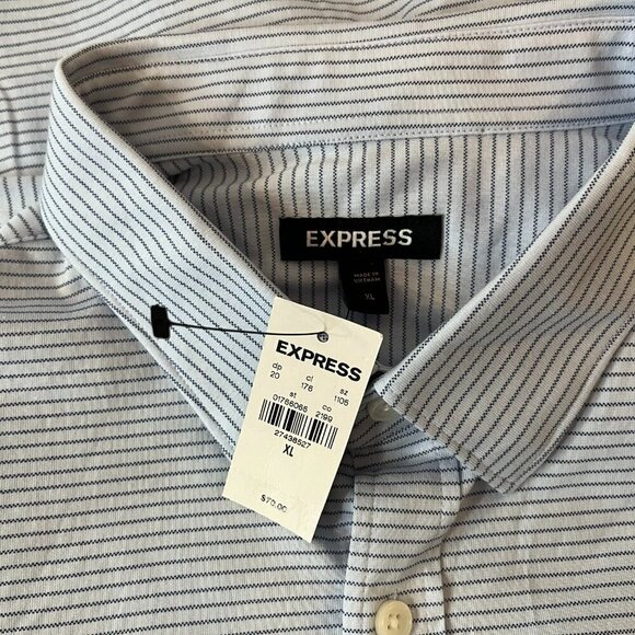 Express Men's Blue Striped Soft Stretch Shirt - Size XL - NWT $70 - Picture 6 of 6